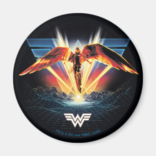 W84 80:s Retrowave Woman Graphic Magnet