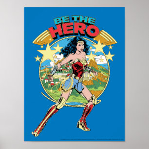 W84 Themyscira Woman Retro Tecknad Art. Poster