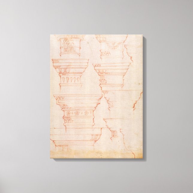 W.18v Studie av kolumnhuvudstäder Canvastryck (Framsida)