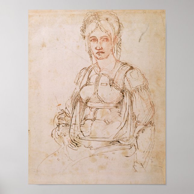 W.41 Skiss över sittande kvinna Poster (Framsidan)