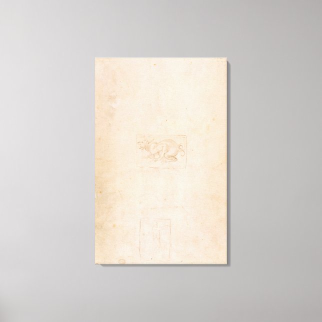 W.54 Studie av en dragon Canvastryck (Framsida)