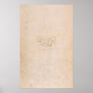 W.54 Studie av en dragon Poster