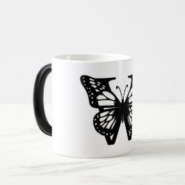 W Alphabet black butterfly Magisk Mugg