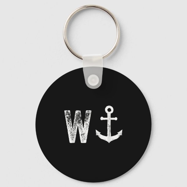 W Anchor Funny Wanker Idiot British Slang Nyckelring (Framsida)