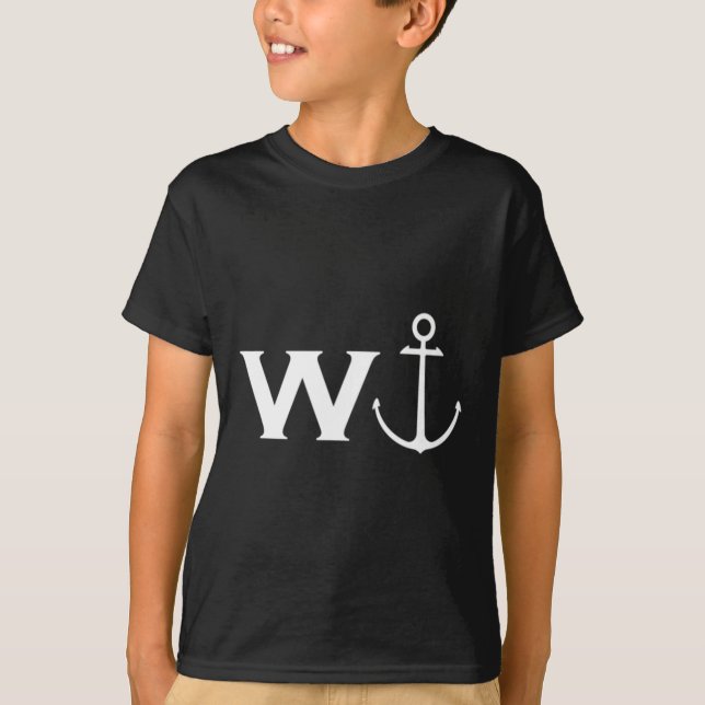 W Anchor Wanker Funny Sailing Boating T Shirt (Framsida)
