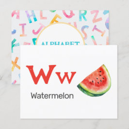 W är för Watermelon - Alphabet Flash Card Vykort