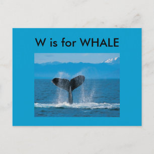 "W" är för Whale Alphabet Flashcard Vykort