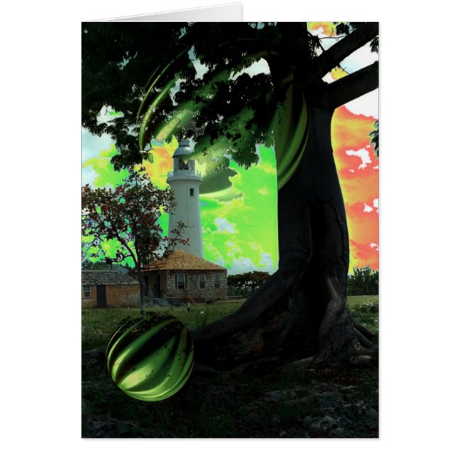 W. Avsluta fyren/rött, grönt, guld Hälsningskort (Framsidan)