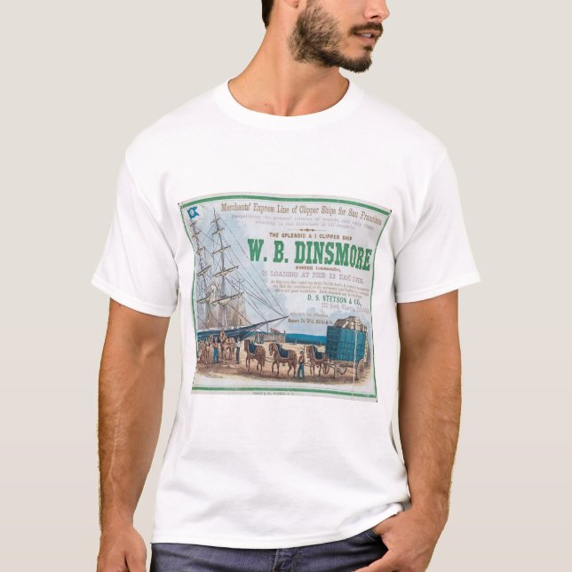 W B Dinsmore Clipper Sailing frakt T Shirt (Framsida)