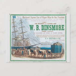 W B Dinsmore Clipper Sailing frakt Vykort
