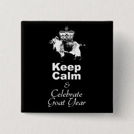W Behålla Lugn Celebrate Goat Year Black Button Knapp