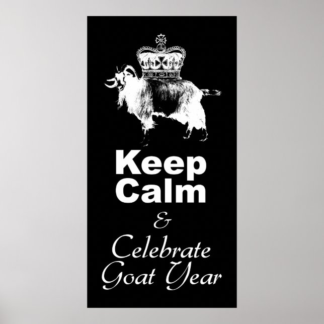 W Behålla Lugn Celebrate Goat Year Black Poster (Framsidan)