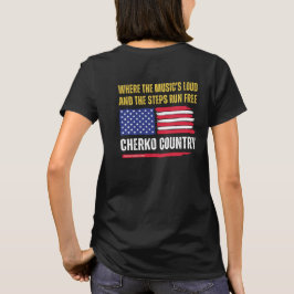 (W-Black) US Flagga / Musikens Högt & Steg Springa T Shirt