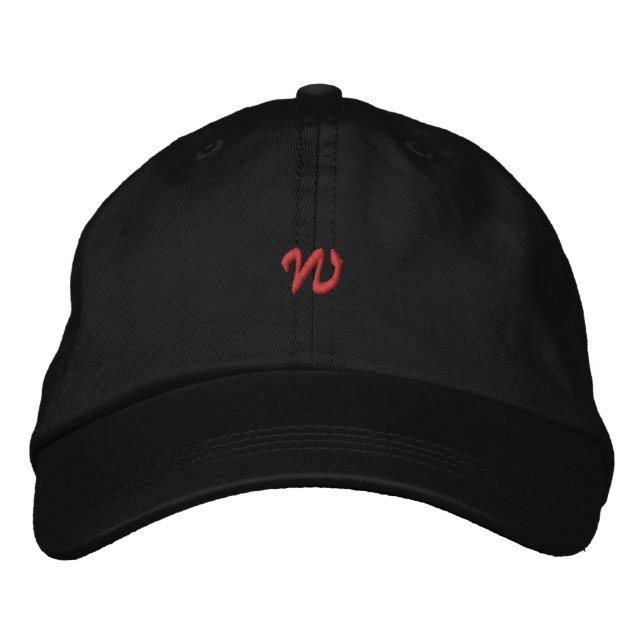 W Bokstav Initial Stor - Monogram Broderad Hatt Keps (Framsida)