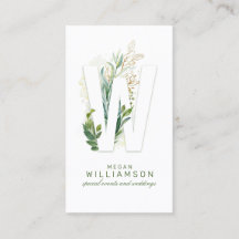 W Brev Monogram Guld Greenery Löv Elegant