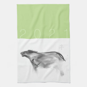 W Buffalo Chinese Ox Year Zodiac Välj Färg KT2 Kökshandduk