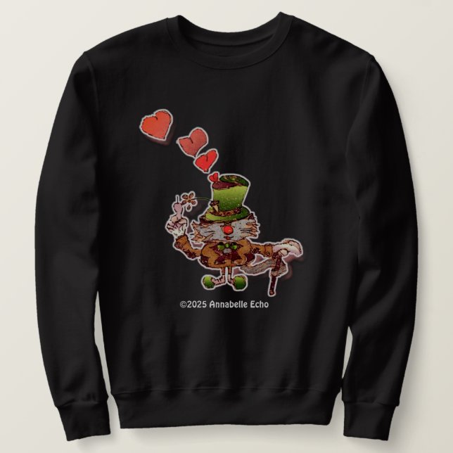 W. Cat Feline T-Shirt! Lång Ärmad Tröja (Design framsida)