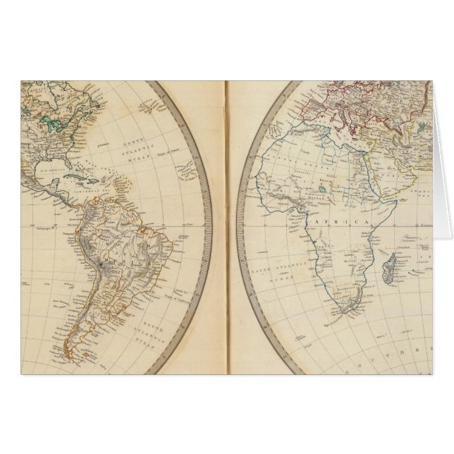 W, E Hemisfär 2 Hälsningskort (Framsidan Horizontal)