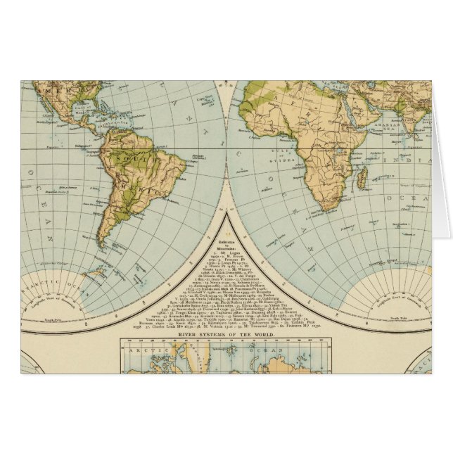 W, E Hemisfär Hälsningskort (Framsidan Horizontal)