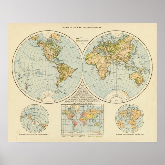 W, E Hemisfär Poster (Framsidan)