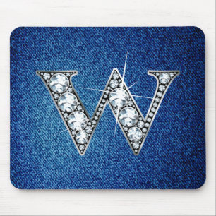 W Faux-"Diamond Bling" på Denim Mousepad Musmatta