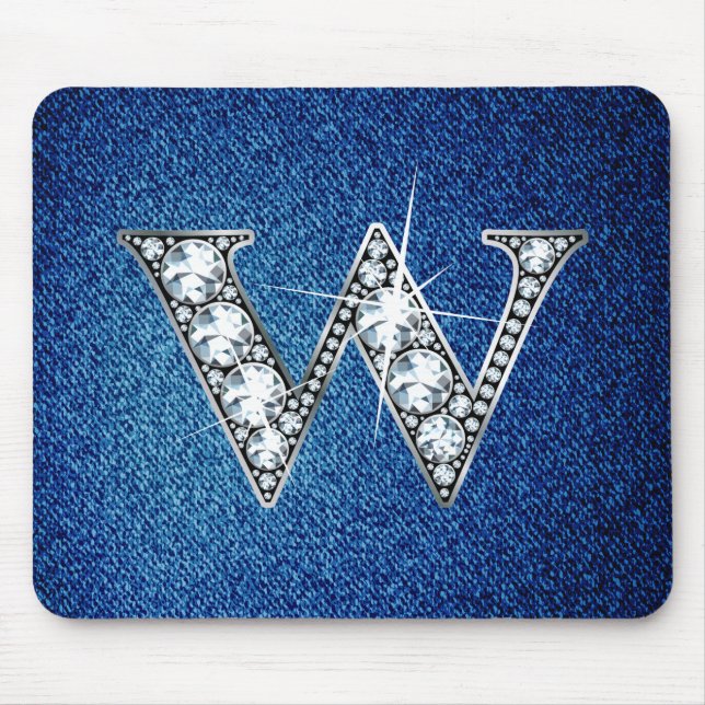 W Faux-"Diamond Bling" på Denim Mousepad Musmatta (Framsidan)