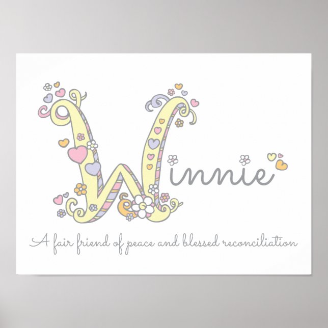 W för Winnie initial doodle konstnamn betyder Poster (Framsidan)