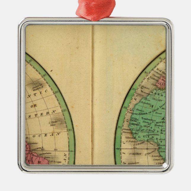 W-halvklot, e-halvklot julgransprydnad metall (Framsidan)