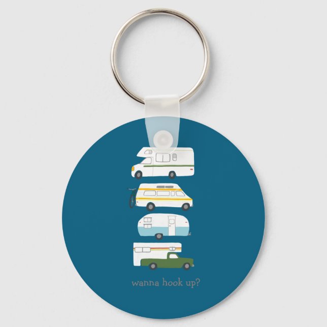 W Hook Up Funny Campervan Vanlife Rv Trailer  Nyckelring (Framsida)