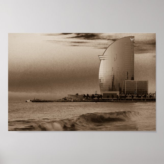 W Hotel i Barcelona på stranden i Barcelona. Poster (Framsidan)