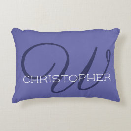 W Initial Kalligrafi Namn Monogram Periwinkle Prydnadskudde