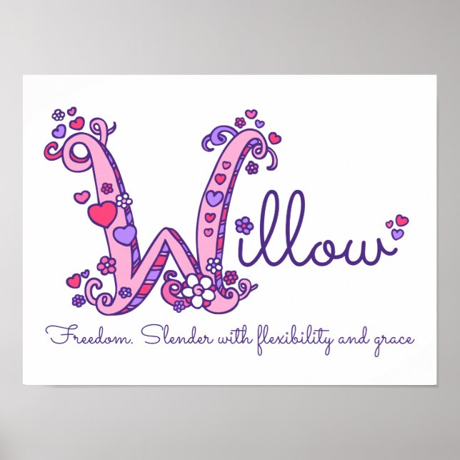 W monogram art Willow Girl namn poster (Framsidan)