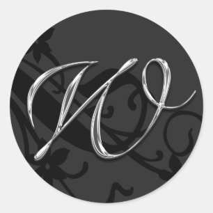 W Monogram Brev Bröllop kuvertförslutningsmärke fö Runt Klistermärke