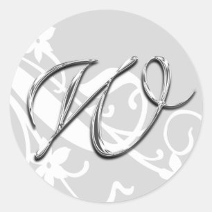 W Monogram Brev Bröllop kuvertförslutningsmärke fö Runt Klistermärke