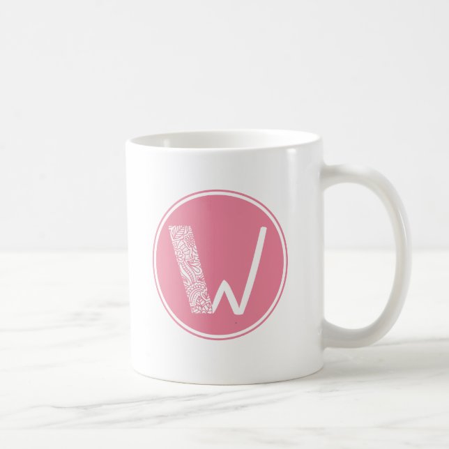 W Monogram för initial Blommigt Kaffemugg (Höger)
