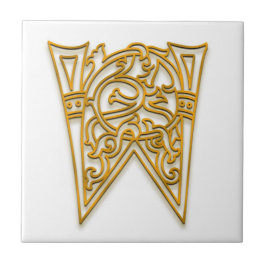 W Monogram "Irish Guld" Ceramic Tile Kakelplatta