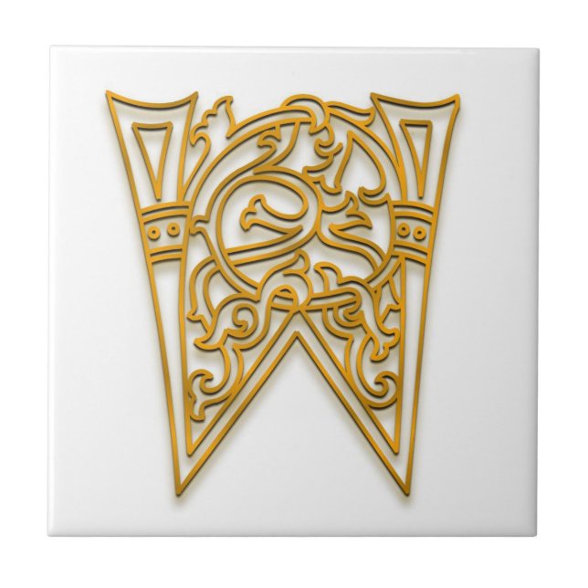 W Monogram "Irish Guld" Ceramic Tile Kakelplatta (Framsidan)