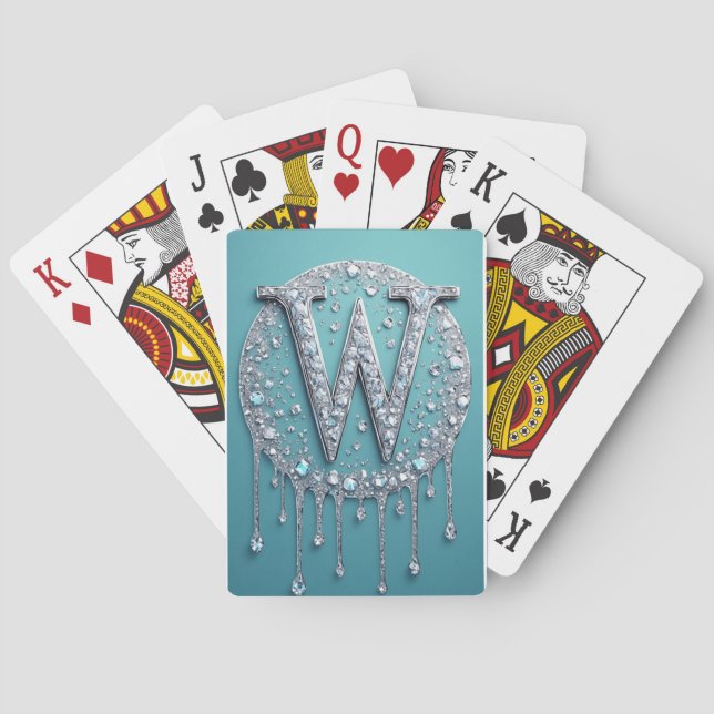 W-monogram med diamanter casinokort (Baksidan)
