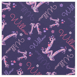 W monogram och personlig namn Willow-väv Tyg