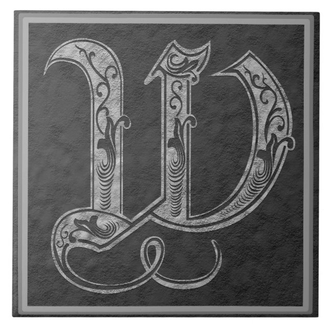 W Monogram "Royal Grått Stone" keramiskt plattor Kakelplatta (Framsidan)