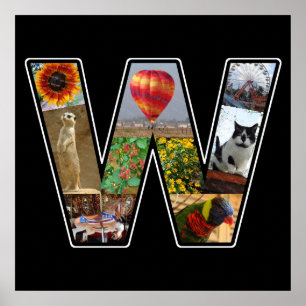 W-monogramen skapar din egna Collagesvart för 9 Poster