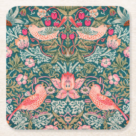 W Morris Pink Strawberry Thief Underlägg Papper Kvadrat