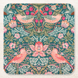 W Morris Pink Strawberry Thief Underlägg Papper Kvadrat