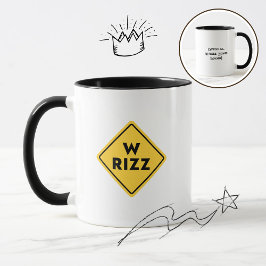 W rizz US warning sign Meme Funny Quote Mugg