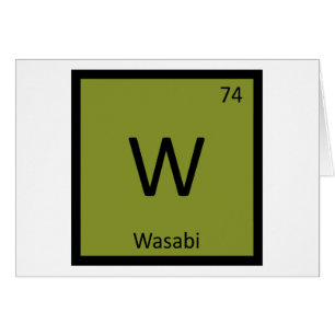W - Symbol för bord för Wasabi kemi periodiskt Hälsningskort