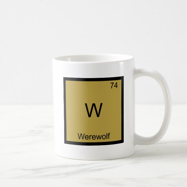 W - Varulv Rollig Kemisk Element Symbol T-Shirt Kaffemugg (Höger)
