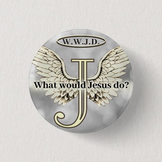 W.W.J.D Vad skulle Jesus göra? Nyckelring Knapp (Framsida)