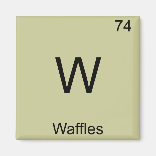 W - Waffles Funny Chemistry Inslag Symbol T-Shirt Magnet (Framsidan)