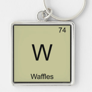 W - Waffles Roligt Kemiskt Element Symbol T-Shirt Fyrkantig Silverfärgad Nyckelring