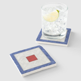 W Whiskey Watercolor Nautical Signal Maritime Flag Underlägg Sten